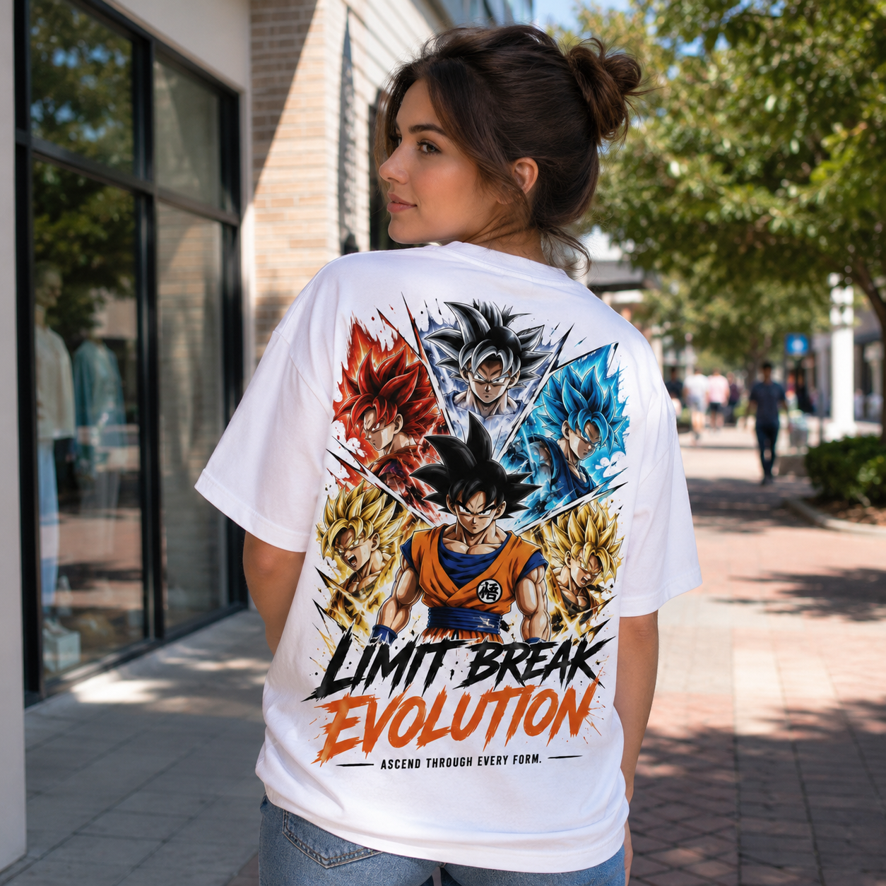 White t-shirt with Goku Dragon Ball Limit Break Evolution graphic – photo 3