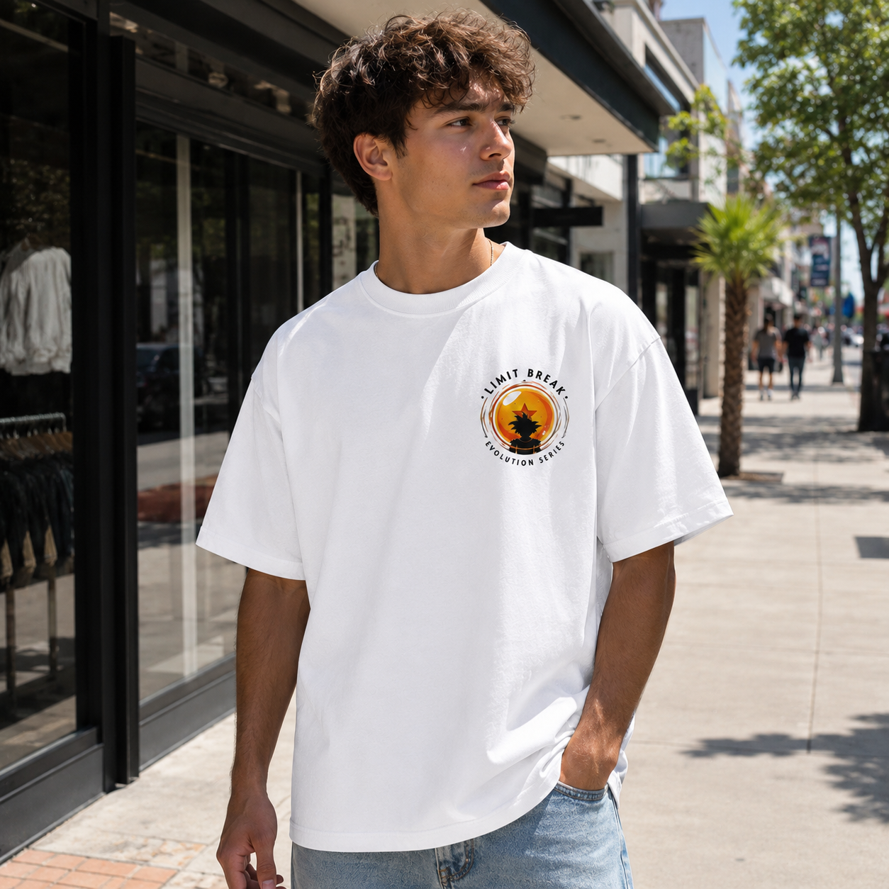 White t-shirt with Goku Dragon Ball Limit Break Evolution graphic – photo 4