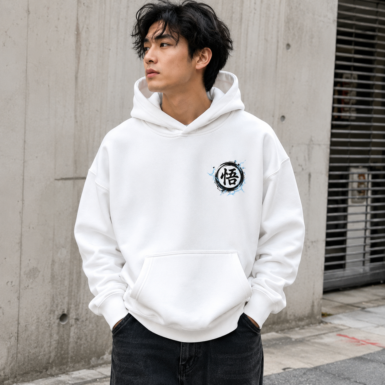 White hoodie with Goku Dragon Ball Ultra Instinct Goku graphic – photo 4