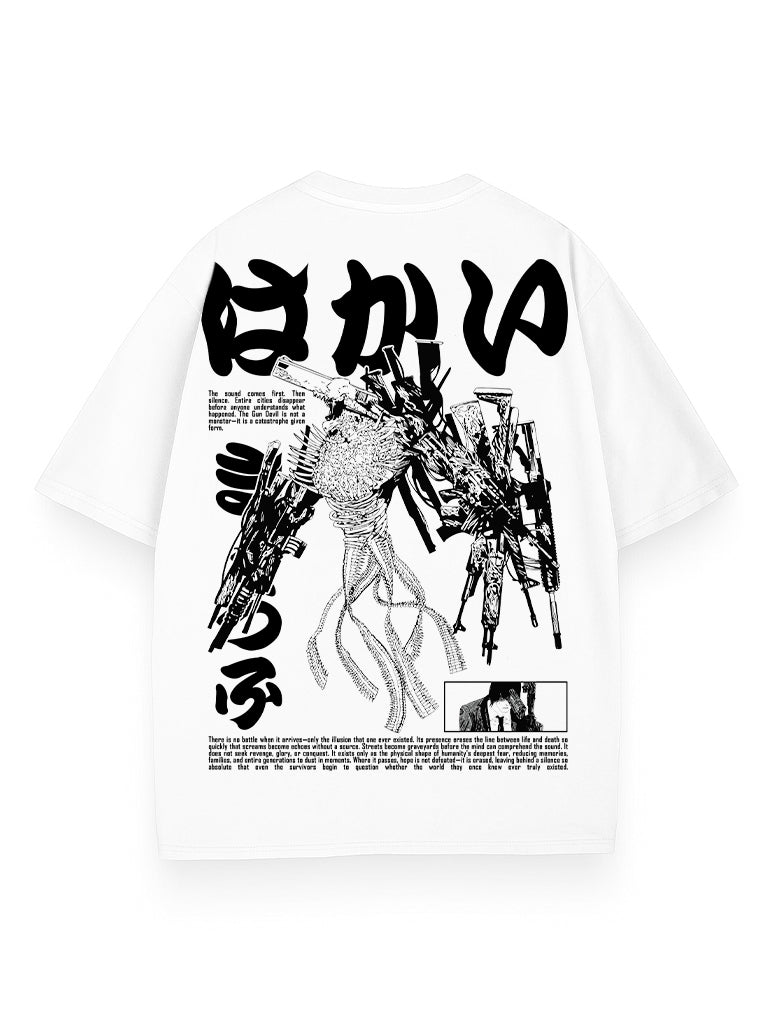 White t-shirt with Gun Devil Chainsaw Man Gun Demon graphic – photo 1