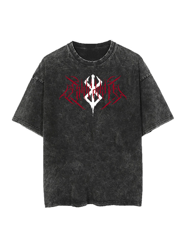 Washed black t-shirt with Guts Berserk Black Swordsman graphic – photo 2