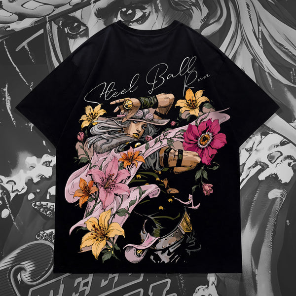 Gyro Zeppeli Steel Ball Run Floral - JoJo's Bizarre Adventure Oversized Tee