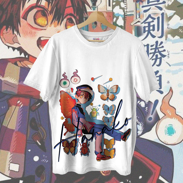 Hanako-Kun Butterfly Signature White - Toilet-Bound Hanako-Kun Oversized Tee