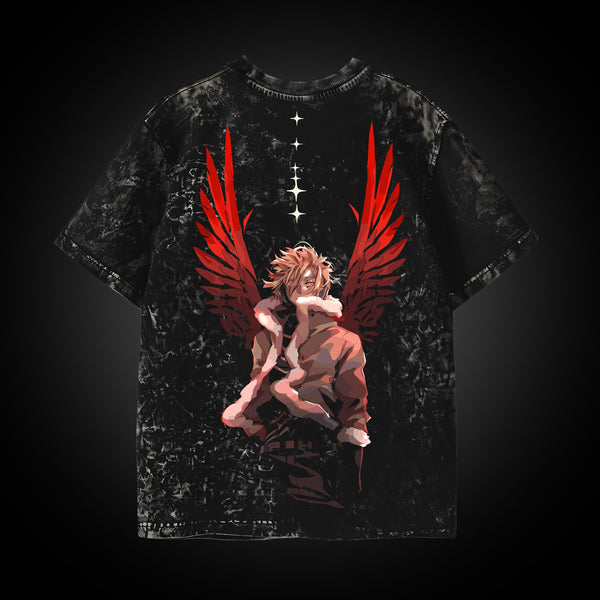 I Walk With Wings Acid Wash Closeup - My Hero Academia Oversized Tee