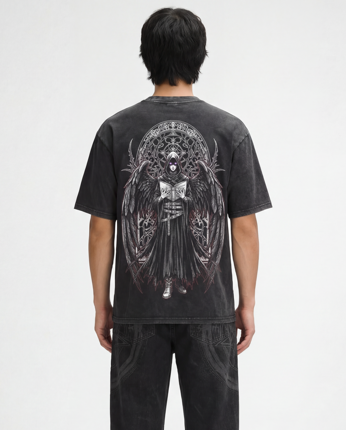 Vintage black t-shirt with Hooded Seraph Veil of Revelation graphic – photo 3