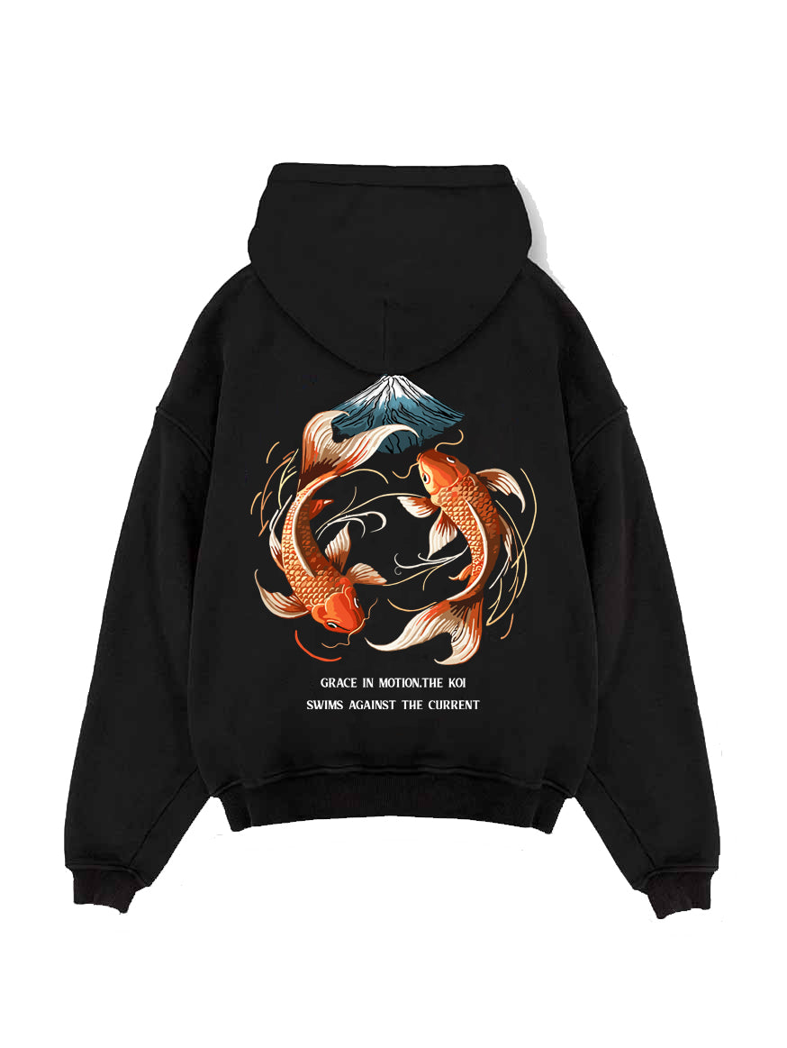 Black hoodie with Koi Fish Koi Fish graphic – photo 1