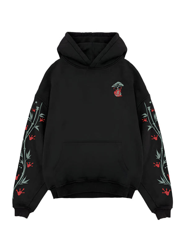 Black hoodie with Samurai Frog Legendary Kaeru graphic – photo 2