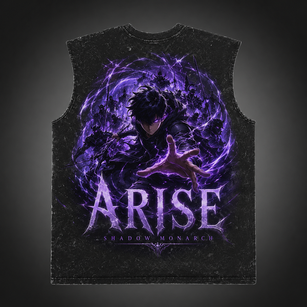Washed black tank top with Igris Solo Leveling Igris Shadow Commander graphic – photo 1
