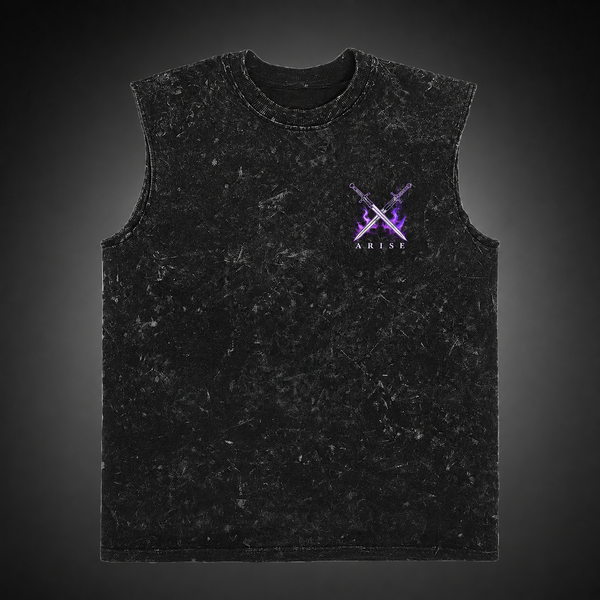Washed black tank top with Igris Solo Leveling Igris Shadow Commander graphic – photo 2