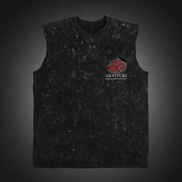 Washed black tank top with Itachi Uchiha Naruto Akatsuki Ascension graphic – photo 2
