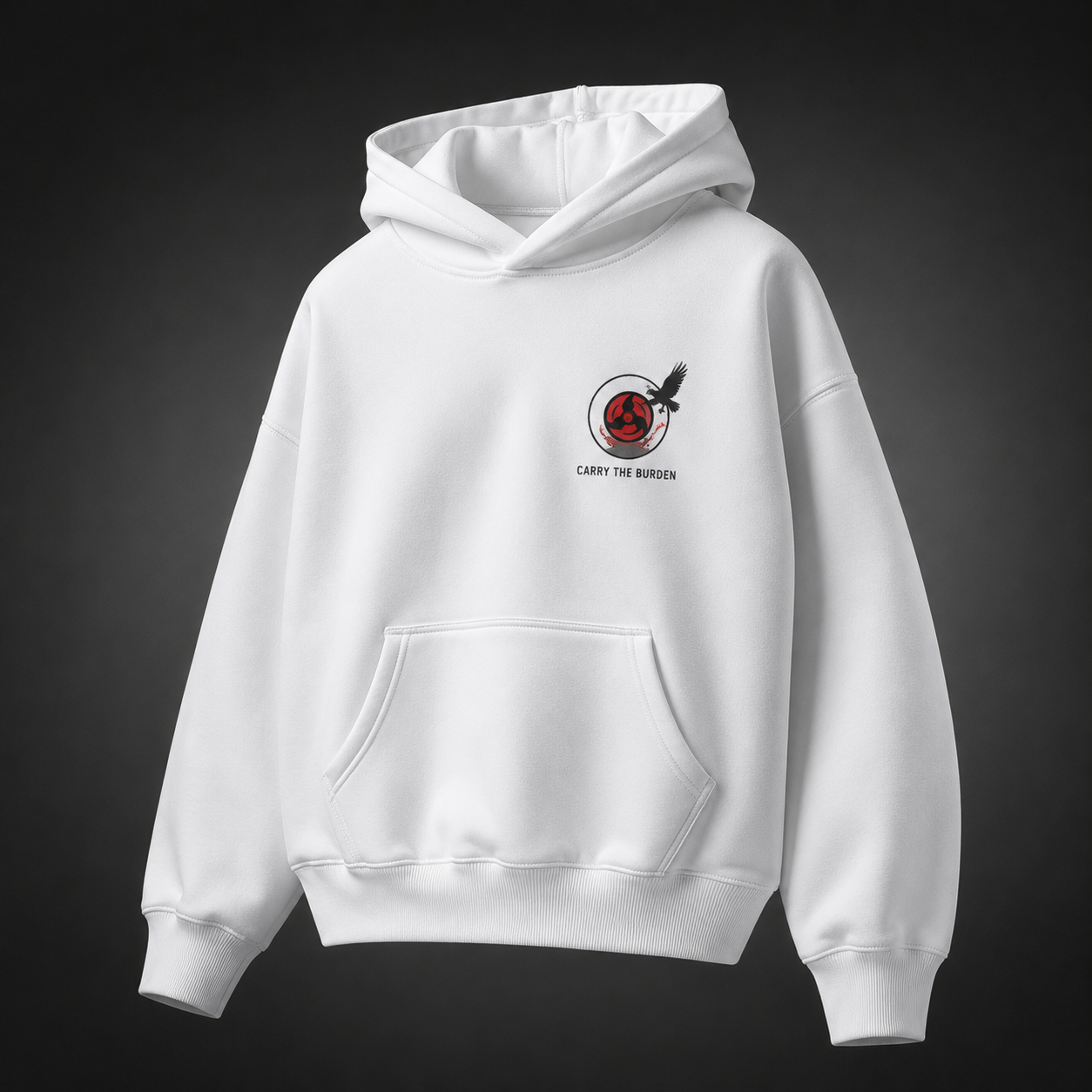 White hoodie with Itachi Uchiha Naruto Carry The Burden graphic – photo 2
