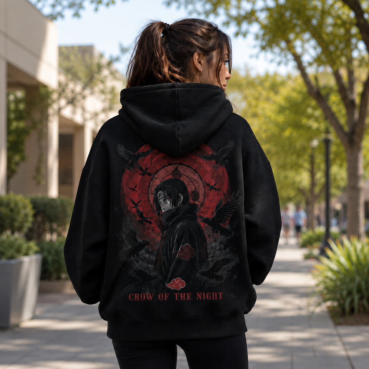 Black hoodie with Itachi Uchiha Naruto Crow Of The Night graphic – photo 3