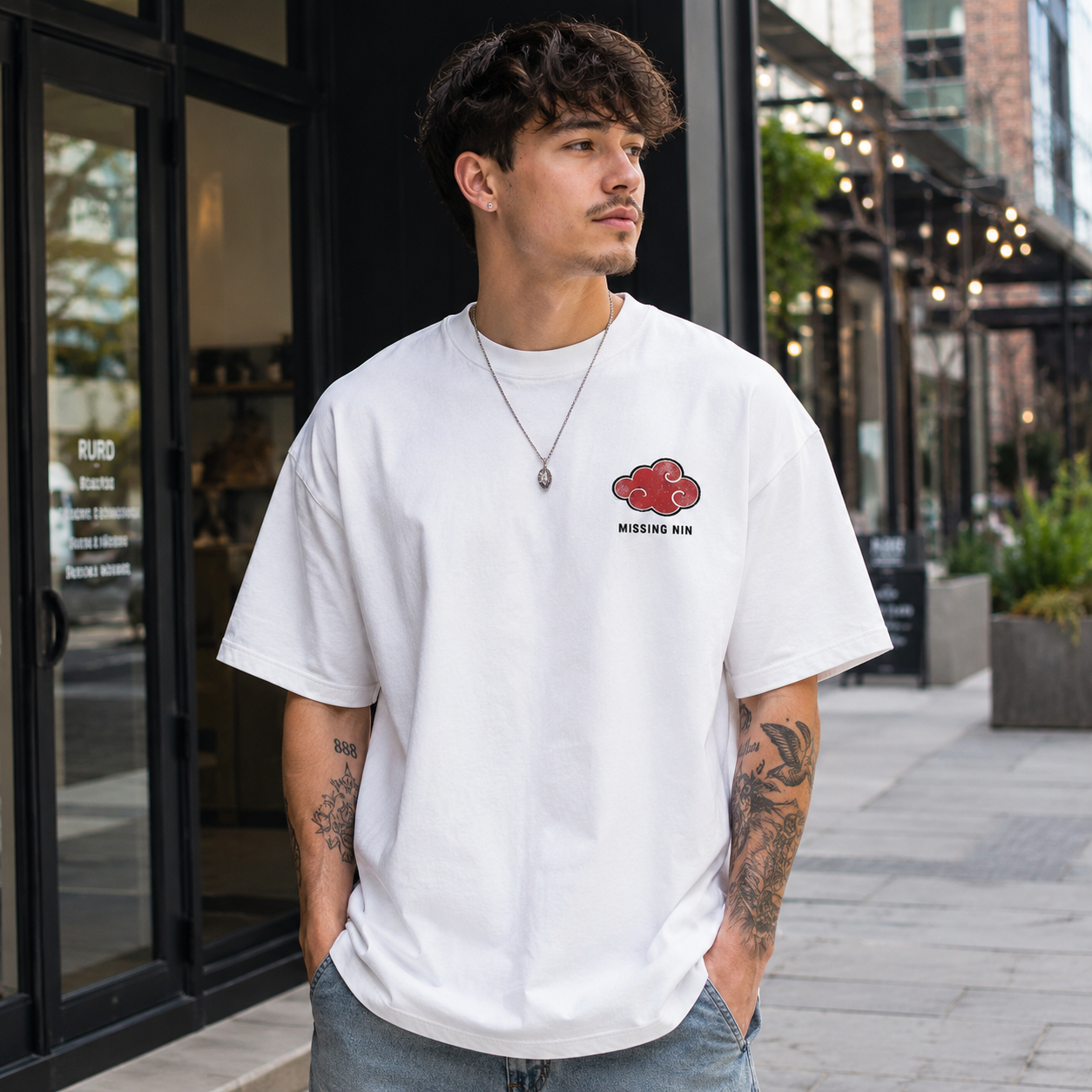 White t-shirt with Itachi Uchiha Naruto Rogue Shadows graphic – photo 4