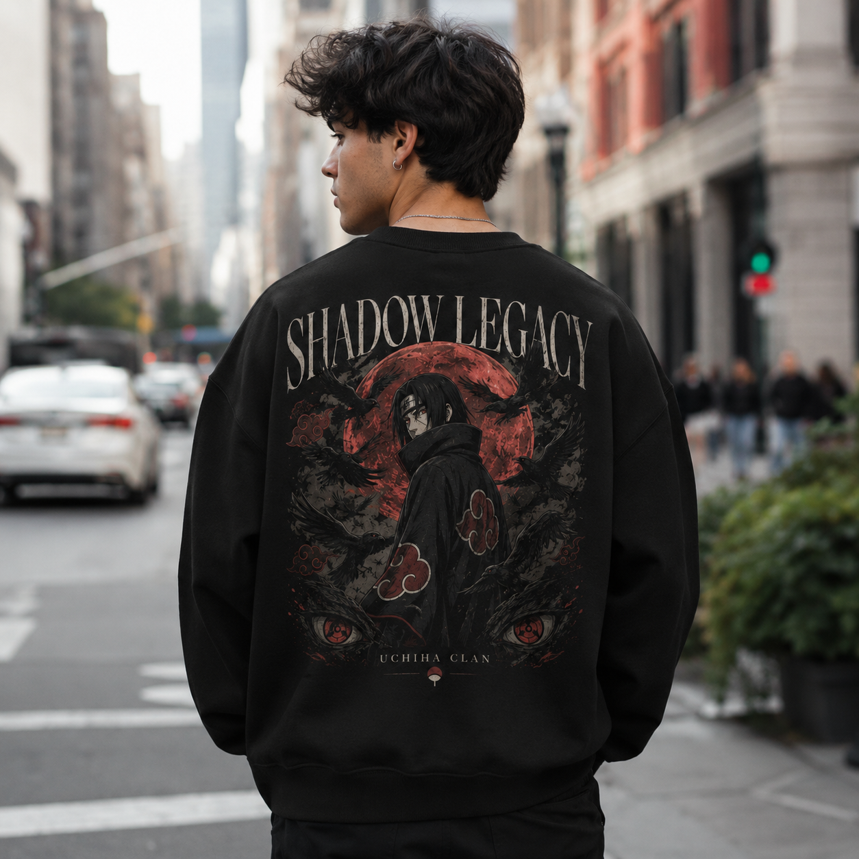 Black sweatshirt with Itachi Uchiha Naruto Shadow Legacy graphic – photo 4