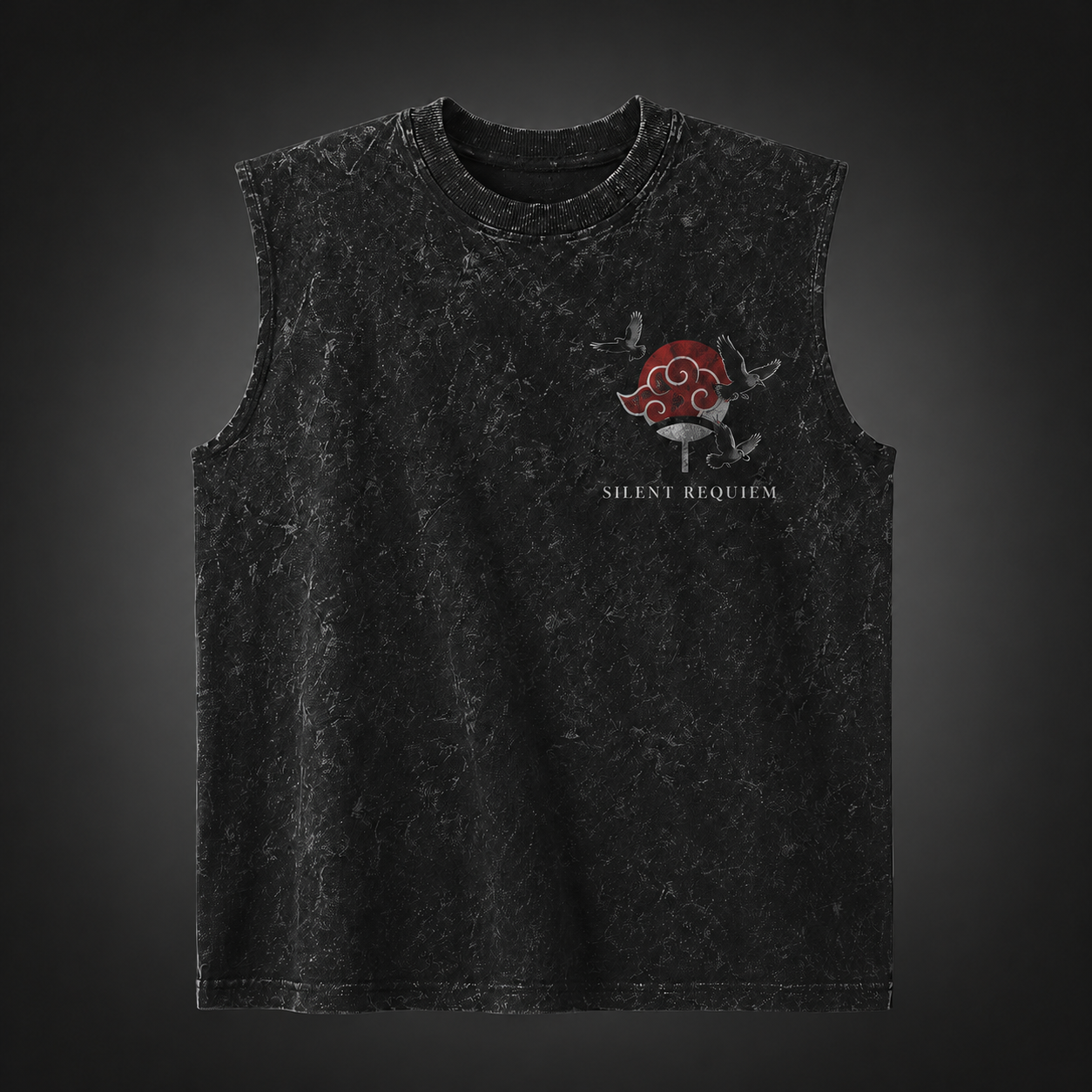 Washed black tank top with Itachi Uchiha Naruto The Price Of Peace graphic – photo 2