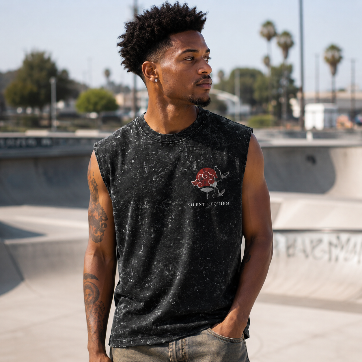Washed black tank top with Itachi Uchiha Naruto The Price Of Peace graphic – photo 4