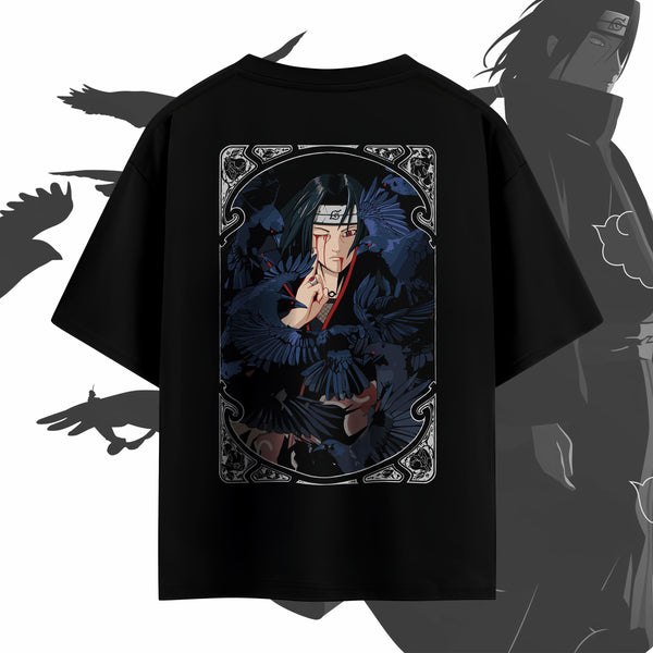 Crow Clan Emblem White - Naruto Oversized Tee
