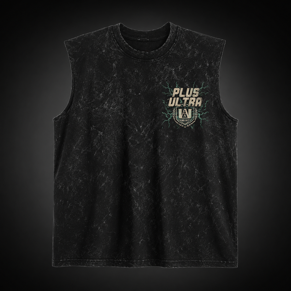 Washed black tank top with Izuku Midoriya/Deku My Hero Academia One For All Hero Dept graphic – photo 2