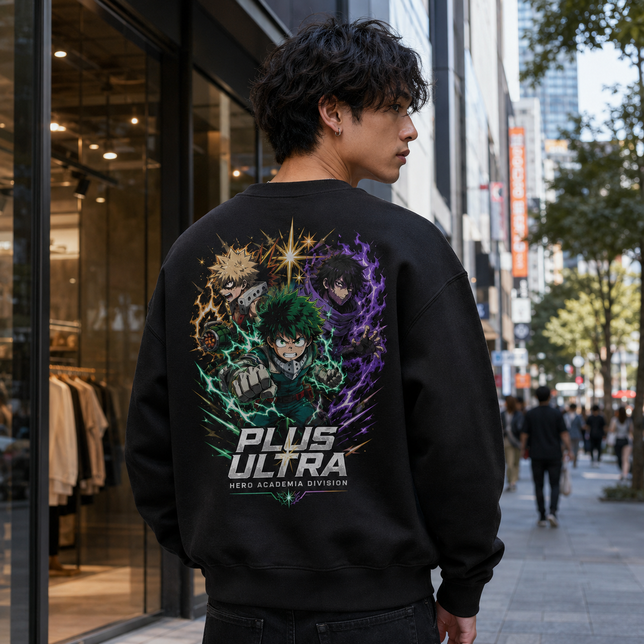 Black sweatshirt with Izuku Midoriya, Katsuki Bakugo, Dabi My Hero Academia Hero Academia Division graphic – photo 3
