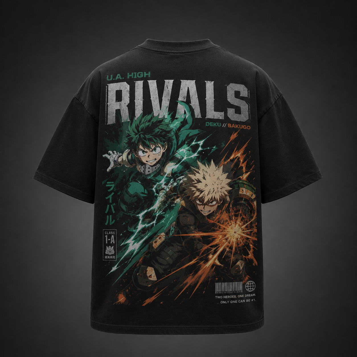 Black t-shirt with Izuku Midoriya, Katsuki Bakugo My Hero Academia Deku Vs Bakugo graphic – photo 1