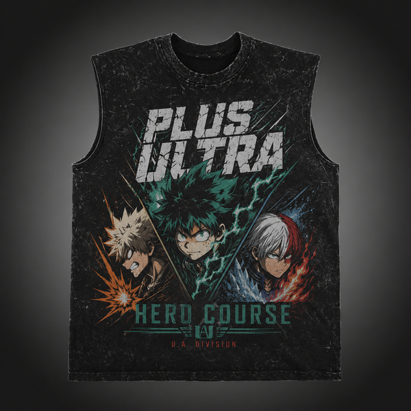 Washed black tank top with Izuku Midoriya, Katsuki Bakugo, Shoto Todoroki My Hero Academia Hero Course Trio graphic – photo 2
