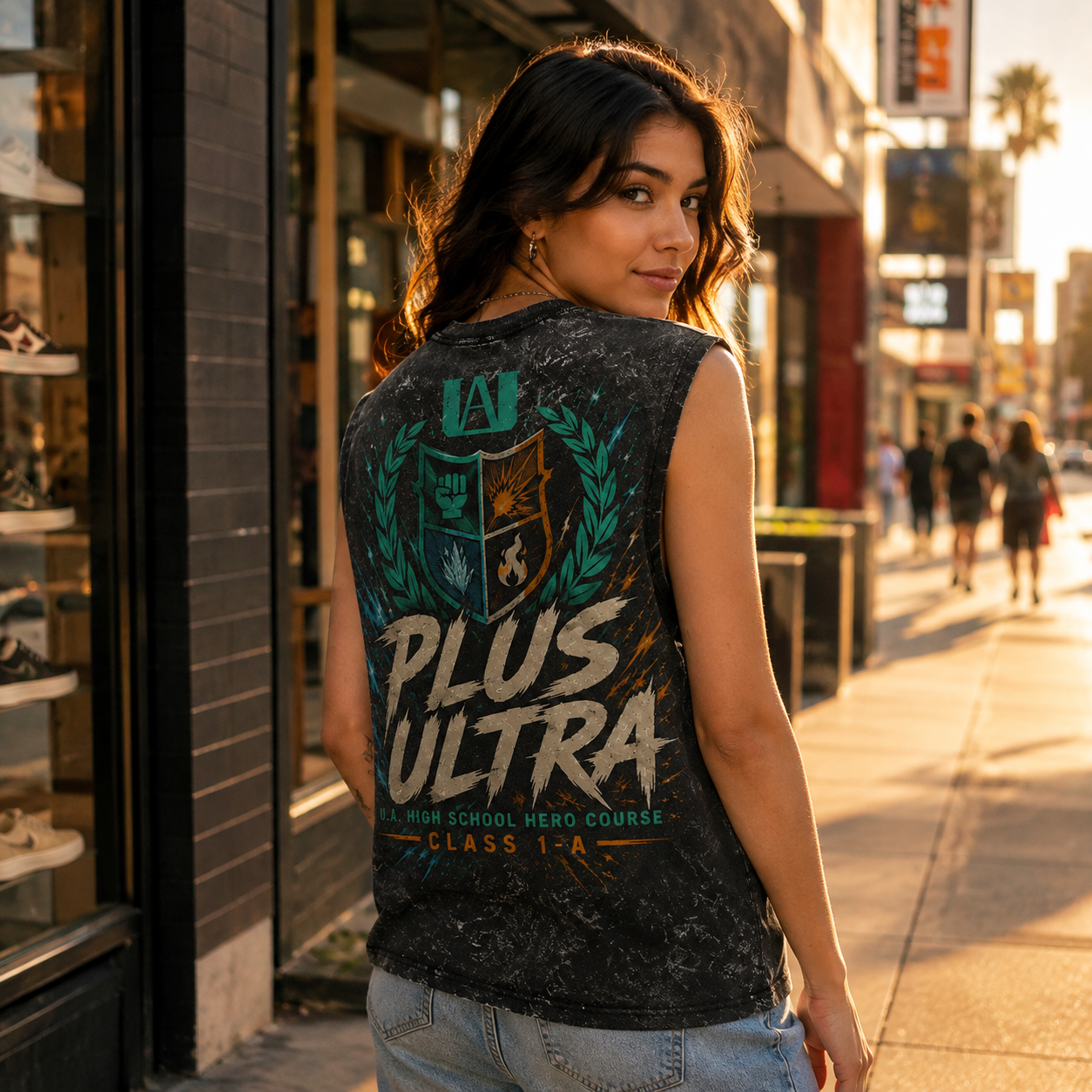 Washed black tank top with Izuku Midoriya, Katsuki Bakugo, Shoto Todoroki My Hero Academia Plus Ultra Trio graphic – photo 3