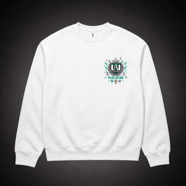 White sweatshirt with Izuku Midoriya, Katsuki Bakugo, Shoto Todoroki My Hero Academia Trio Panels graphic – photo 2