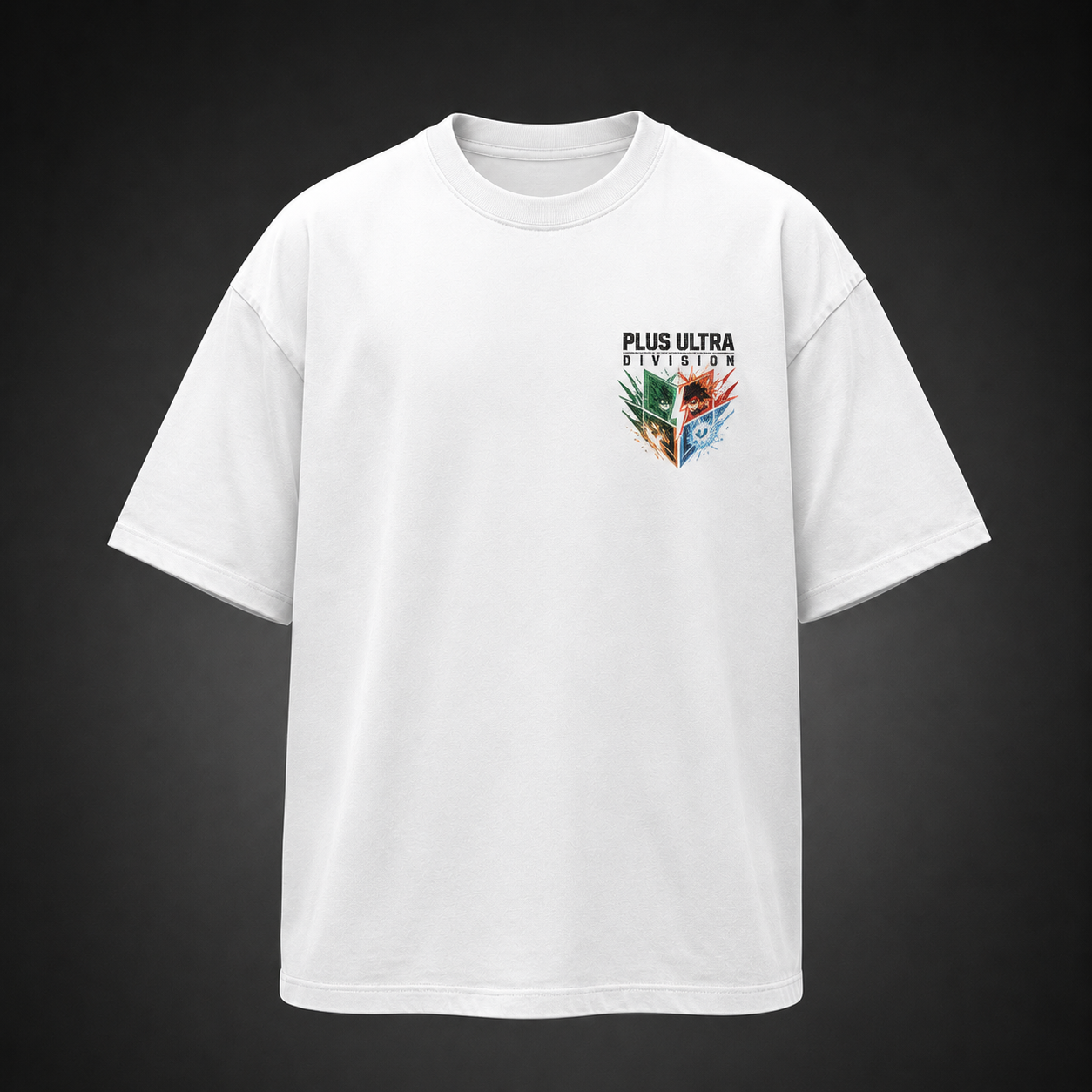 White t-shirt with Izuku Midoriya, Katsuki Bakugo, Shoto Todoroki, Ochaco Uraraka, All Might My Hero Academia Plus Ultra Squad graphic – photo 2