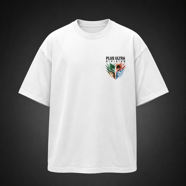 White t-shirt with Izuku Midoriya, Katsuki Bakugo, Shoto Todoroki, Ochaco Uraraka, All Might My Hero Academia Plus Ultra Squad graphic – photo 2