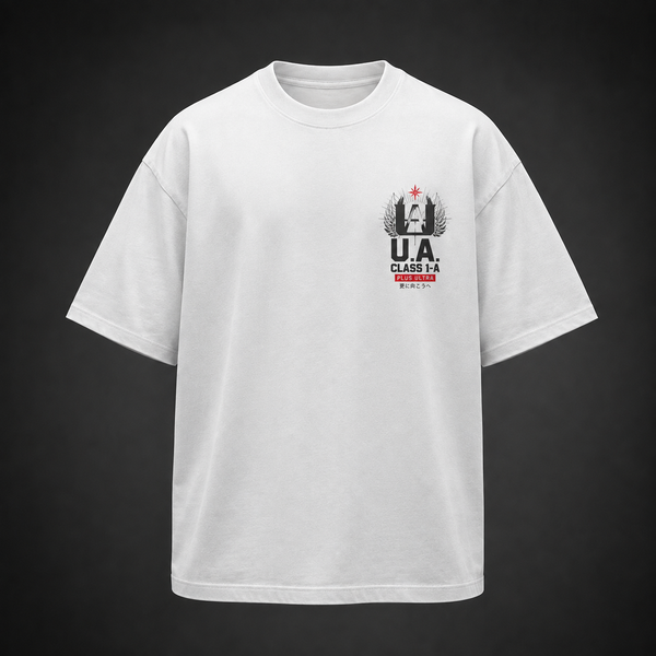 White t-shirt with Izuku Midoriya, Katsuki Bakugo, Shoto Todoroki, Ochaco Uraraka, Fumikage Tokoyami My Hero Academia City Rooftop graphic – photo 2