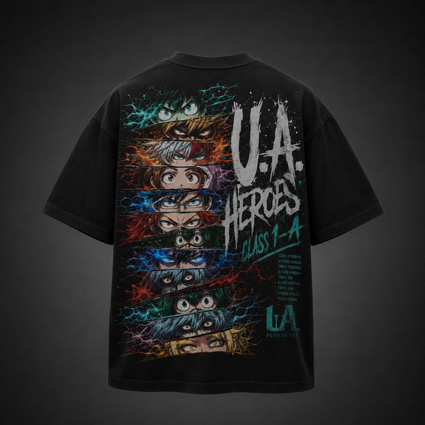 Black t-shirt with Izuku Midoriya, Katsuki Bakugo, Shoto Todoroki, Ochaco Uraraka, Tenya Iida, Eijiro Kirishima, Tsuyu Asui My Hero Academia Heroic Eyes graphic – photo 1