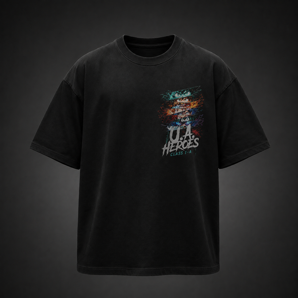Black t-shirt with Izuku Midoriya, Katsuki Bakugo, Shoto Todoroki, Ochaco Uraraka, Tenya Iida, Eijiro Kirishima, Tsuyu Asui My Hero Academia Heroic Eyes graphic – photo 2