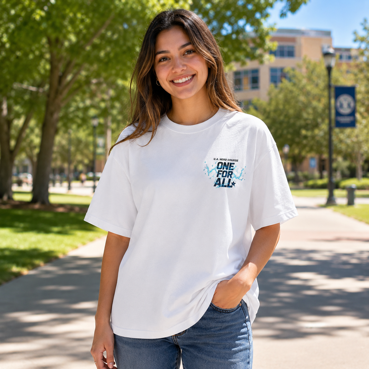 White t-shirt with Izuku Midoriya My Hero Academia Blue Cowl Blast graphic – photo 4