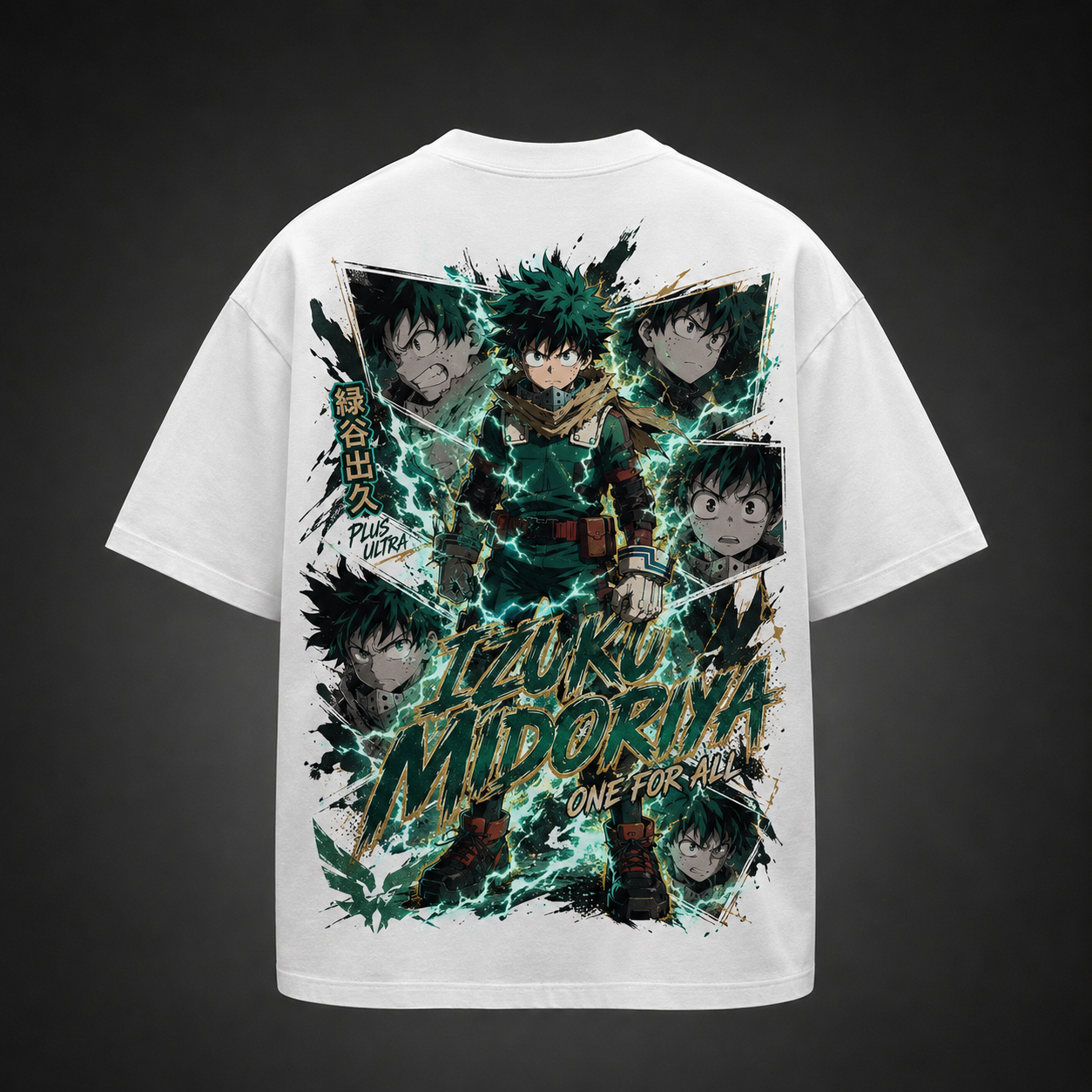 White t-shirt with Izuku Midoriya My Hero Academia Midoriya Collage graphic – photo 1
