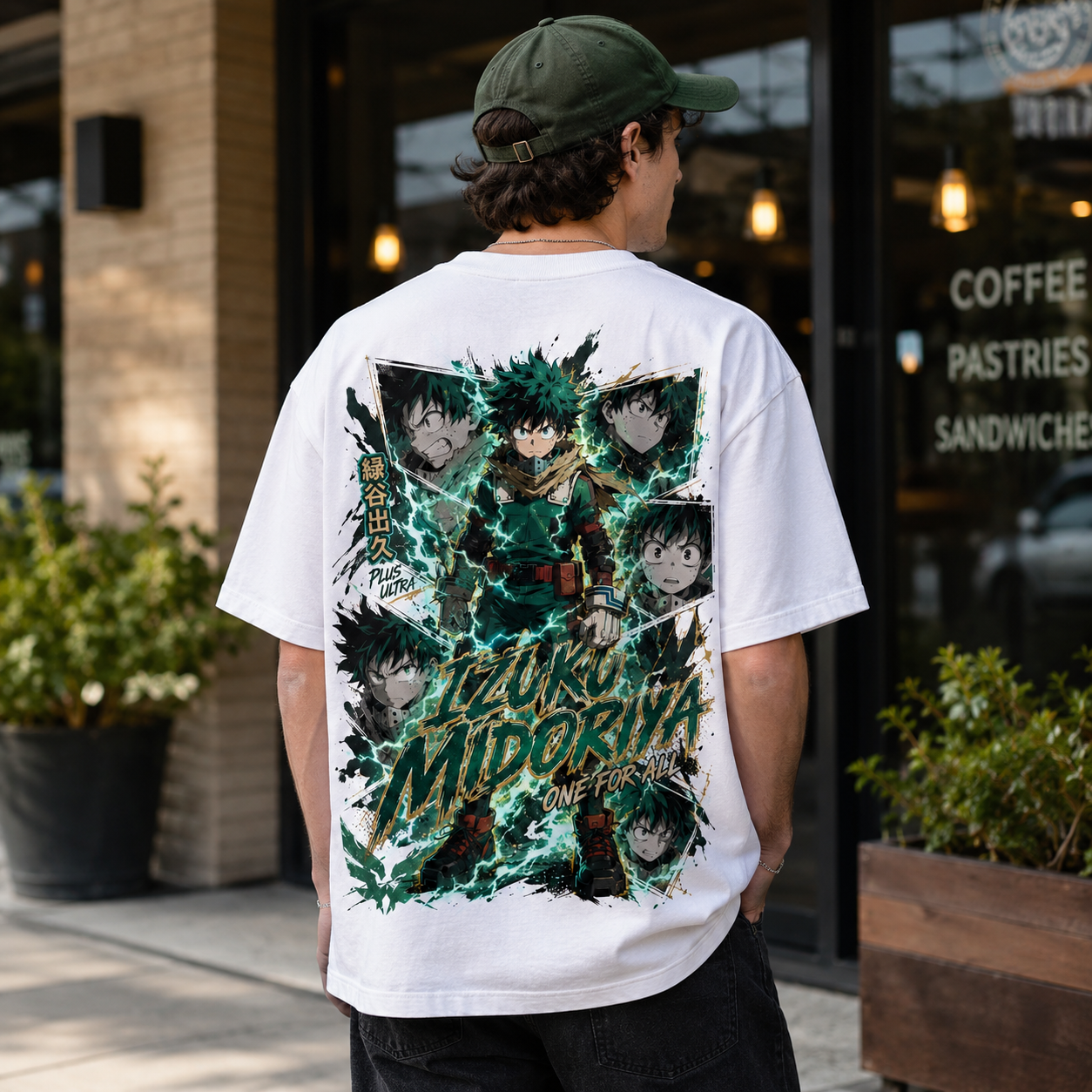 White t-shirt with Izuku Midoriya My Hero Academia Midoriya Collage graphic – photo 3
