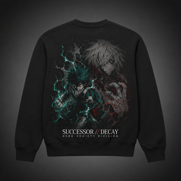 Black sweatshirt with Izuku Midoriya, Tomura Shigaraki My Hero Academia Successor Decay graphic – photo 1