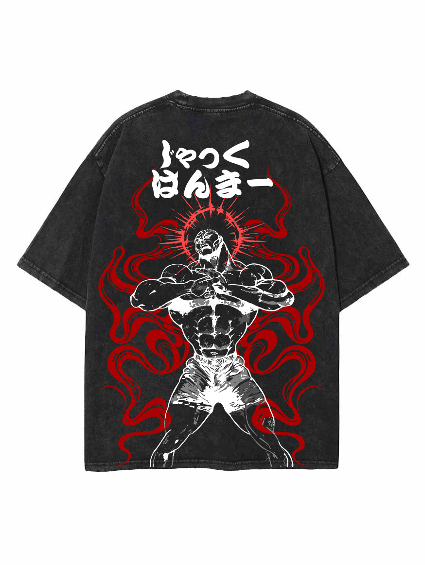 Vintage black t-shirt with Jack Hanma Baki The Hammer graphic – photo 1