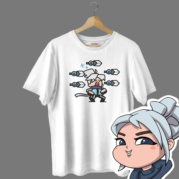 Jett Knives Out Chibi - Valorant Oversized Tee