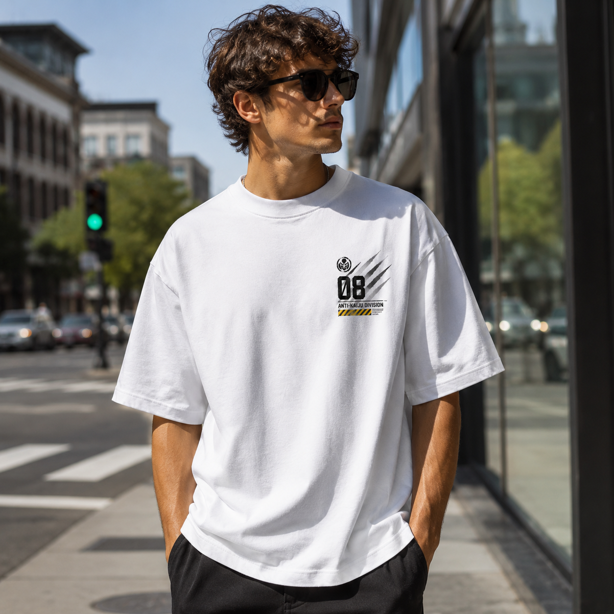 White t-shirt with Kafka Hibino Kaiju No. 8 Breach The Limit graphic – photo 4