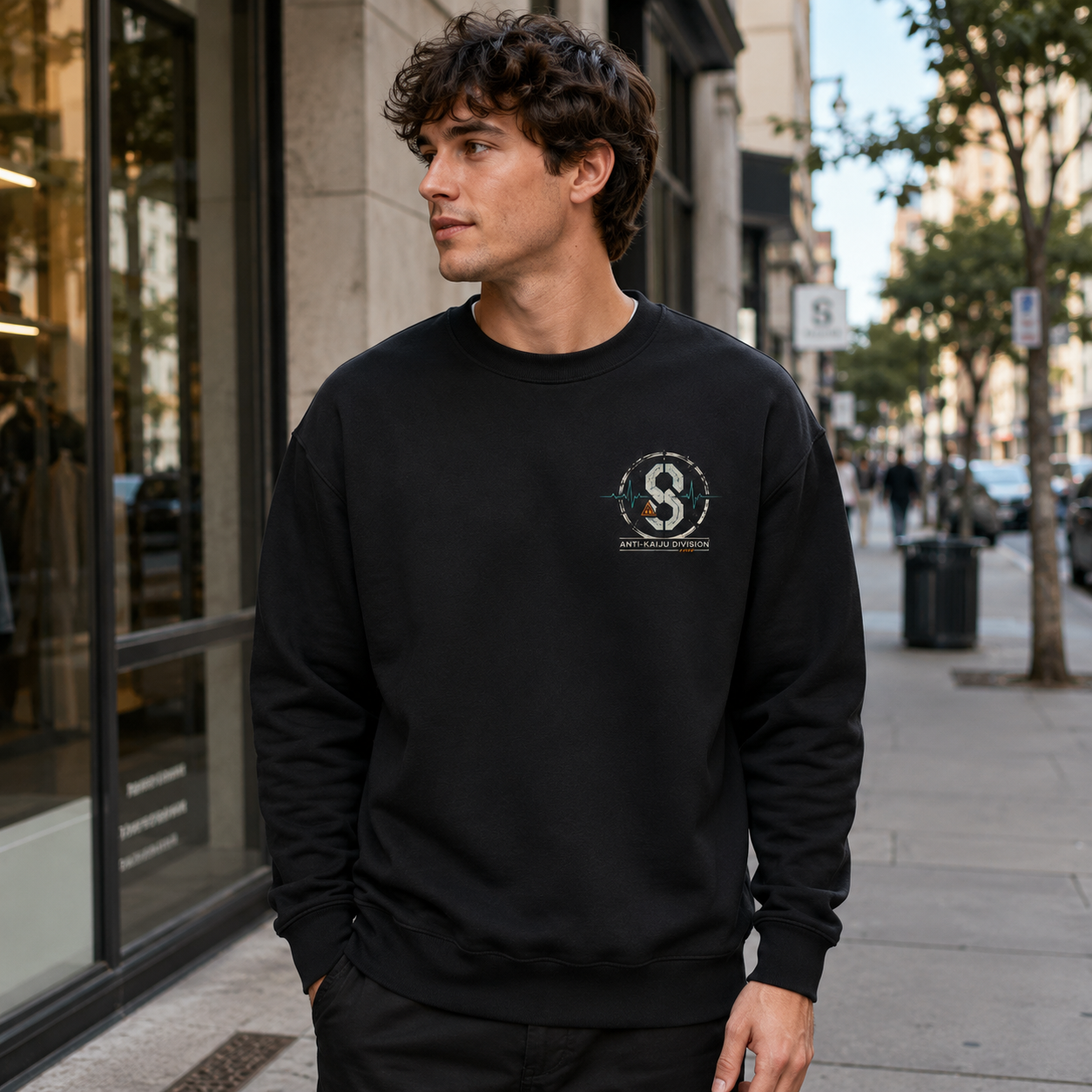 Black sweatshirt with Kafka Hibino Kaiju No. 8 Eliminate The Threat graphic – photo 4
