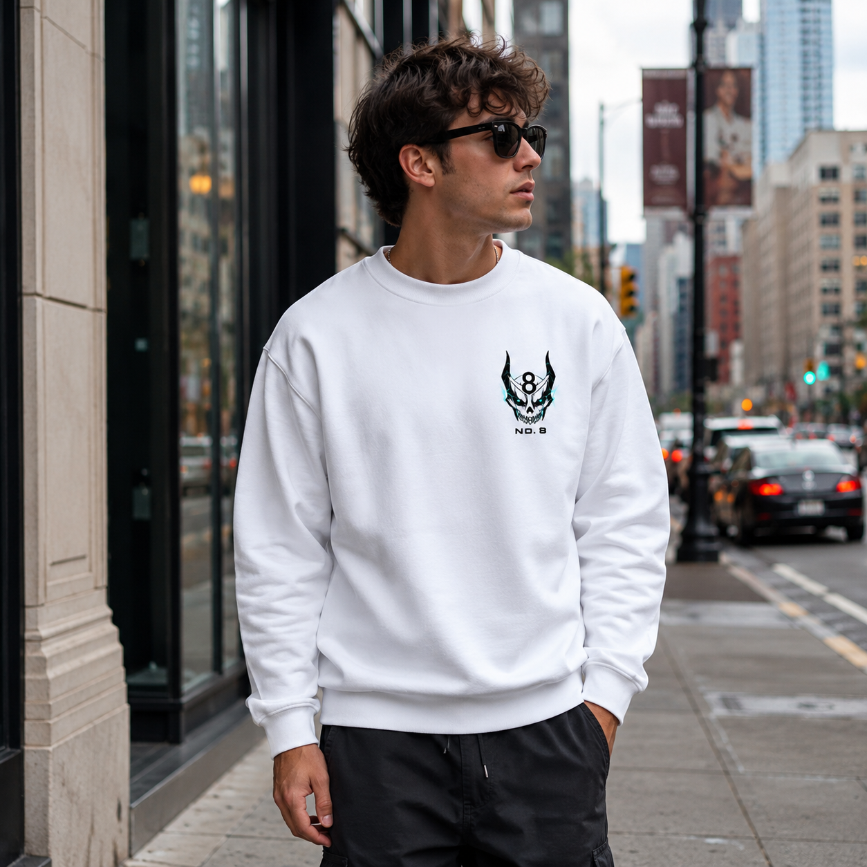 White sweatshirt with Kafka Hibino Kaiju No. 8 Unleash The Monster graphic – photo 4