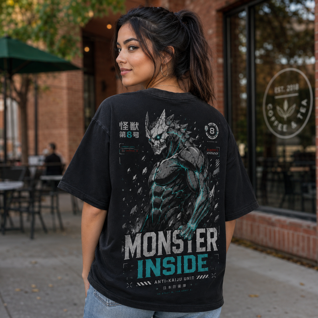 Black t-shirt with Kaiju No. 8 Monster Inside graphic – photo 3