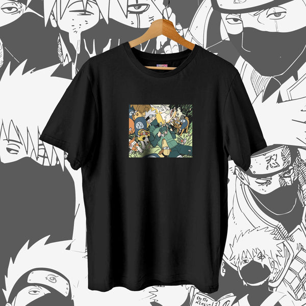 Kakashi Resting In The Flowers Black - Naruto Oversized Tee