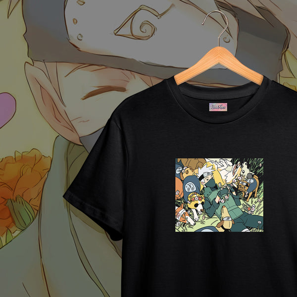 Kakashi Resting In The Flowers Group - Naruto Oversized Tee