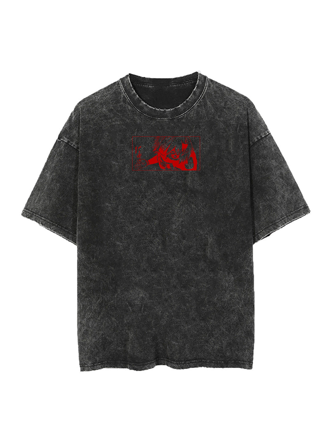 Washed black t-shirt with Ken Kaneki Tokyo Ghoul One Eyed King graphic – photo 2