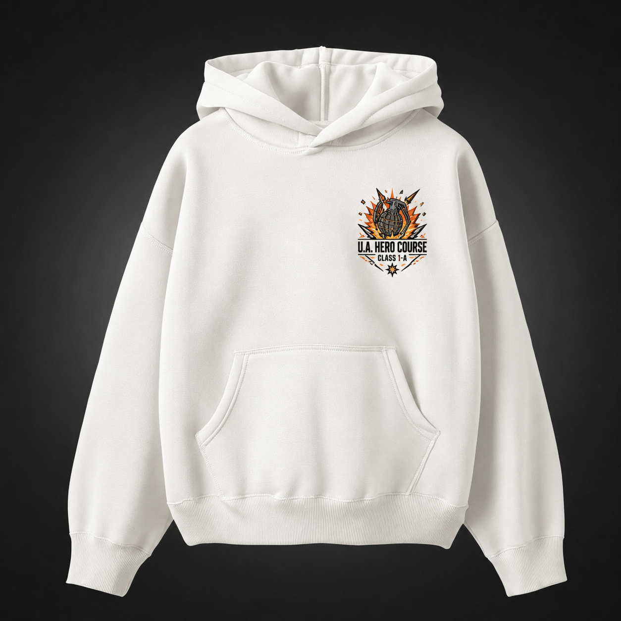 White hoodie with Katsuki Bakugo My Hero Academia Blast Rush graphic – photo 2