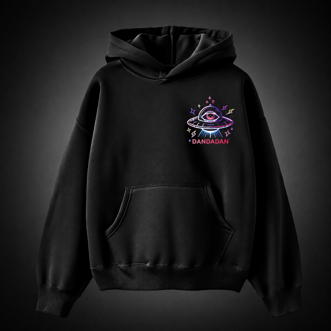 Black hoodie with Ken Takakura & Momo Ayase Dandadan Paranormal Fever graphic – photo 2