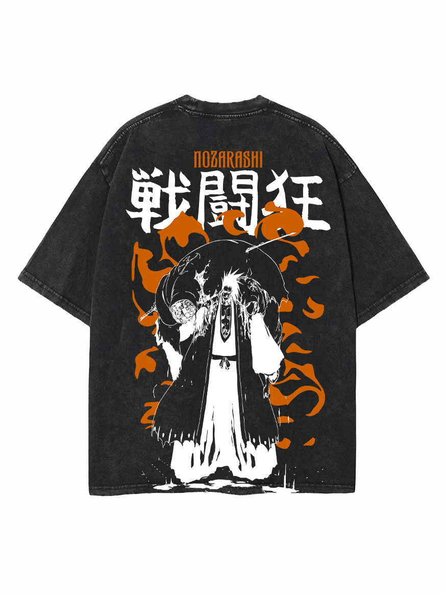 Washed black t-shirt with Kenpachi Zaraki Bleach Battle Demon graphic – photo 1