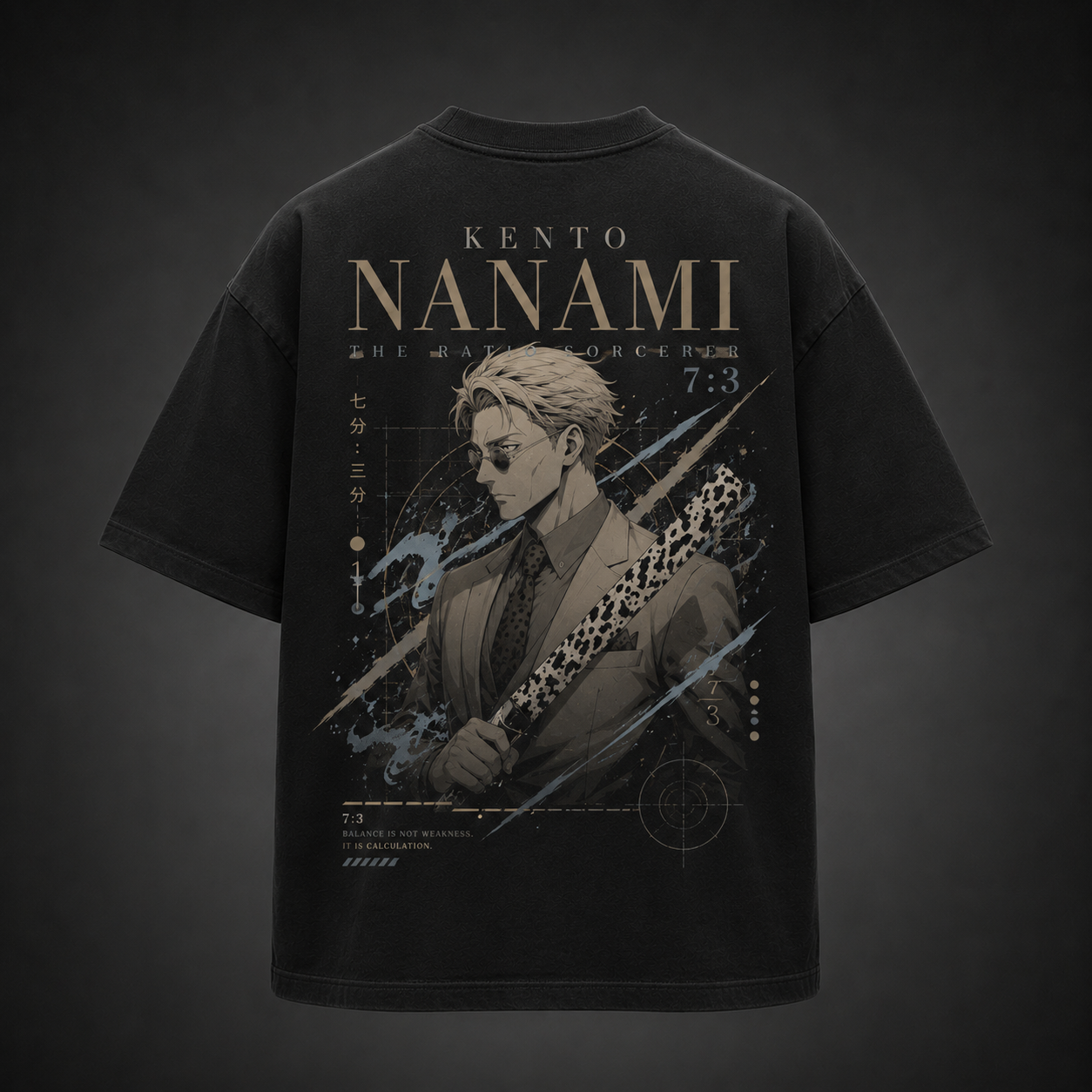 Black t-shirt with Kento Nanami Jujutsu Kaisen Ratio Sorcerer graphic – photo 1
