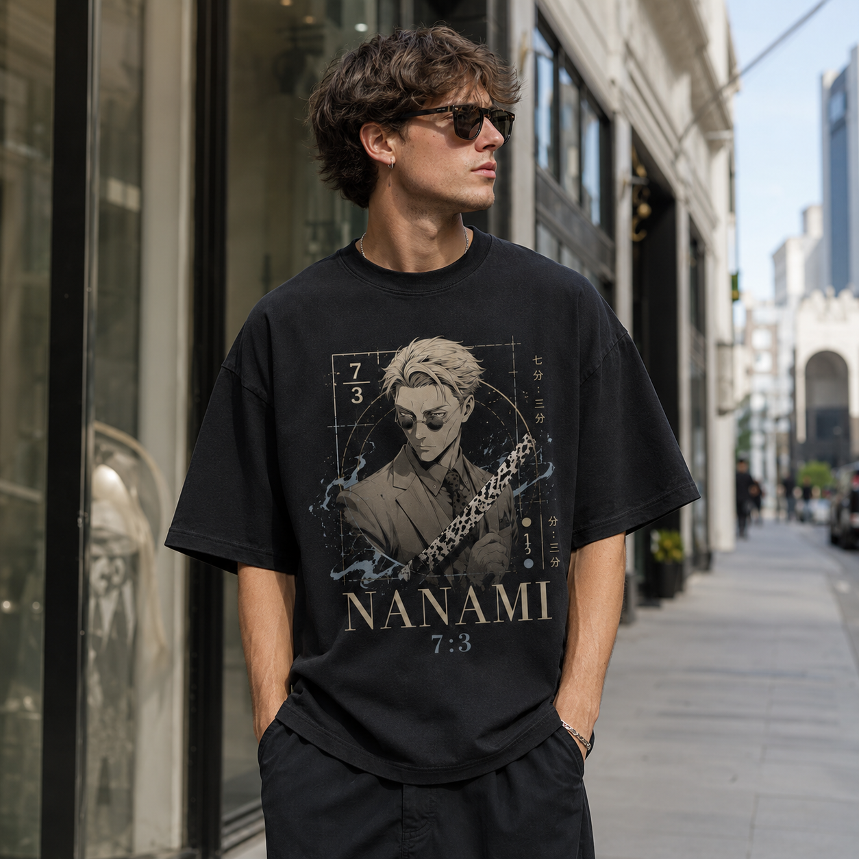 Black t-shirt with Kento Nanami Jujutsu Kaisen Ratio Sorcerer graphic – photo 4